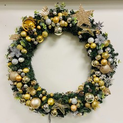 Giant Ultra Deluxe Gold and Silver Artificial Wreath (1.2 metres)