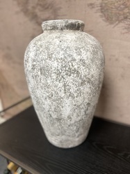 Aged Stone Tall Ceramic Vase