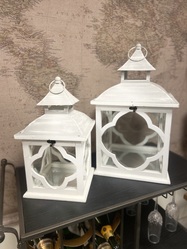 Set of 2 Wooden Lantern With Marrakesh Pattern