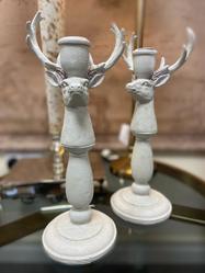 Small Grey Antler Candle Holder