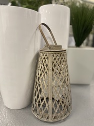 Grey Bamboo Weave Lantern