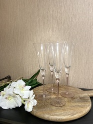 Set of 4 Rose Tint Base Champagne Flutes