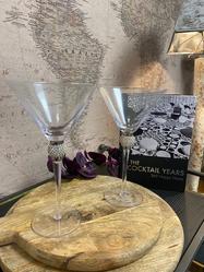 Set of 4 Silver Diamante Ball Martini Glasses
