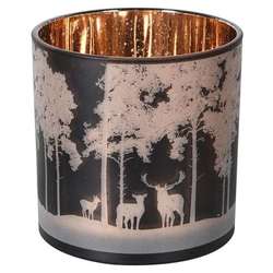 Small Copper Deer in Forest Candleholder