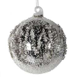 Large Icy Silver Glitter Bauble