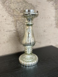Silvered Glass Candlestick