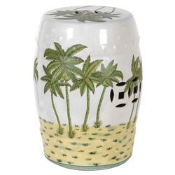 Colonial Palm Tree Printed Ceramic Stool