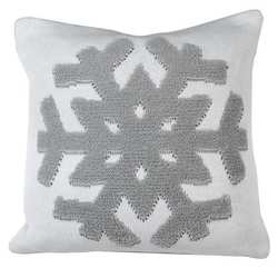 White and Grey Snowflakes Cushion Cover