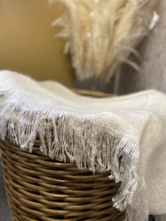 White Fluffy Throw with Tassel