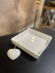 White Napkin Tray with Heart