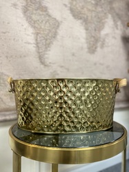Brass Large Leather Handled Champagne Cooler