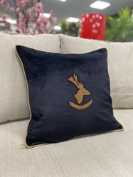 Black Stag Embroidered Cushion Cover