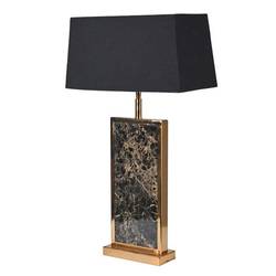 Marble Effect Black and Gold Lamp with Shade