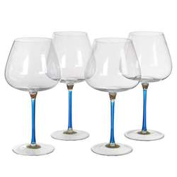 Set of 4 Blue and Gold Stem Gin Glasses